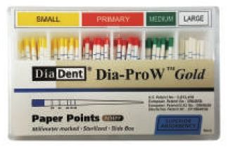 Čepy papírové speciální Dia-ProW Gold - malá/primární/medium/velká DiaDent
